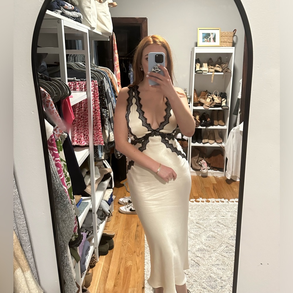 Shona Joy Camille Lace Satin Midi Dress